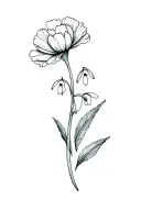 fine line carnation and snowdrop flower tattoo design idea