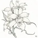 cattleya flower with vines tattoo design idea