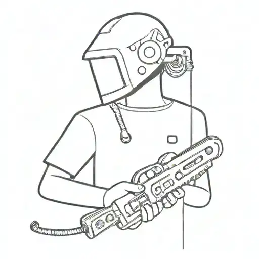 faceless puppet with a chainsaw tattoo design idea