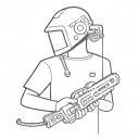 faceless puppet with a chainsaw tattoo design idea