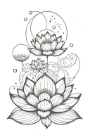 lotus and moon phases tattoo design idea