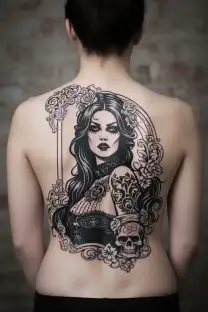 goth pinup tattoo design idea