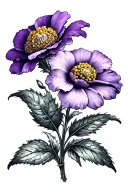 primrose and violet flower tattoo design idea