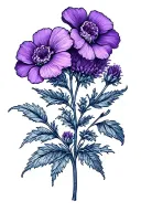 primrose and violet flower tattoo design idea