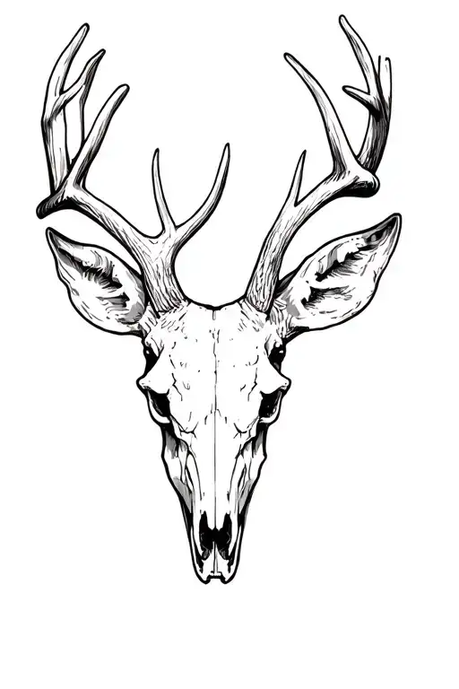 buck deer skull tattoo design idea
