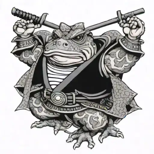 drunk toad samurai tattoo design idea