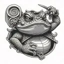 drunk toad samurai tattoo design idea