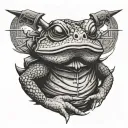 drunk toad samurai tattoo design idea