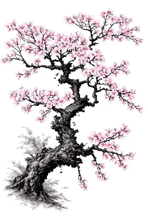 cherry blossom tree tattoo design idea