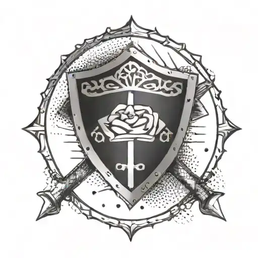 Incorporate symbols of friendship, like a handshake or intertwined hands, into a shield design tattoo design idea