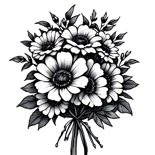birthday month flower bouquet tattoo design idea