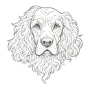 head of an English Cocker Spaniel with curls and the word "snapi" tattoo design idea