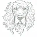 head of an English Cocker Spaniel with curls and the word "snapi" tattoo design idea