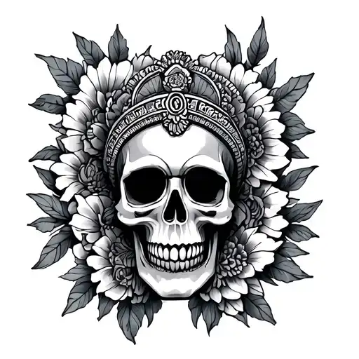 Quad with Cambodian and Mexican theme tattoo skull tattoo design idea