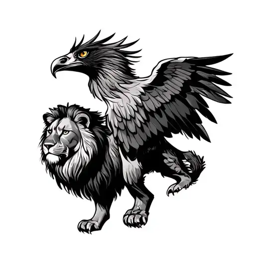 buzzard with a lion on its back tattoo design idea