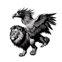 buzzard with a lion on its back tattoo design idea