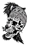 Aztec jaguar warrior skull with jaguar pelt  tattoo design idea