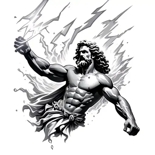 Zeus Throwing Lightning Bolt tattoo design idea
