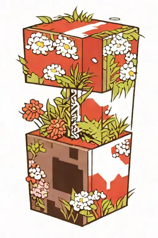 minecraft grass block tattoo design idea