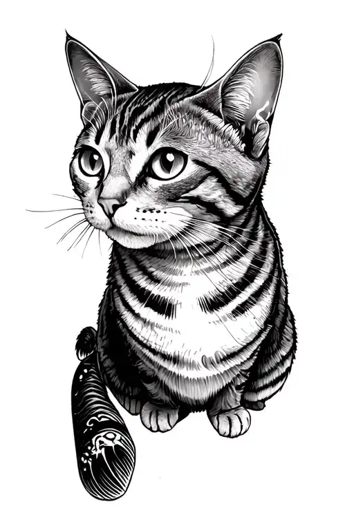 mackerel tabby cat tattoo design idea
