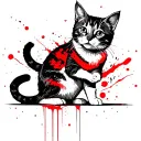 Cute cat playing tattoo design idea