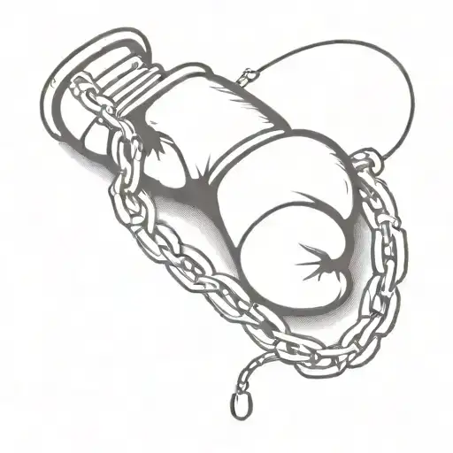 A minimalist tattoo of a motorcycle chain wrapped around a pair of boxing gloves tattoo design idea