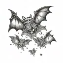 three bats flying with sparkles tattoo design idea