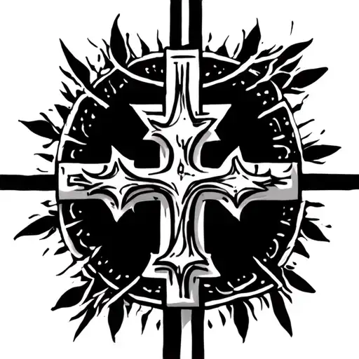eastern orthodox cross ☦️ with thick black outline tattoo tattoo design idea
