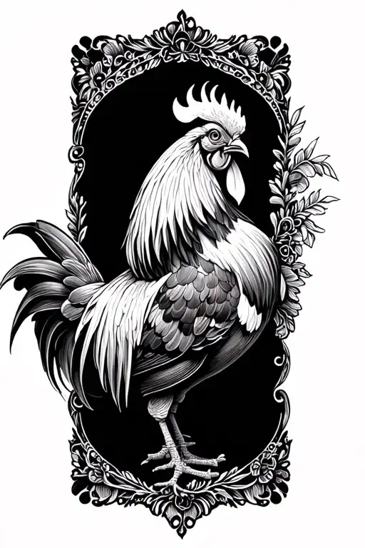 sexy rooster seducing tattoo design idea