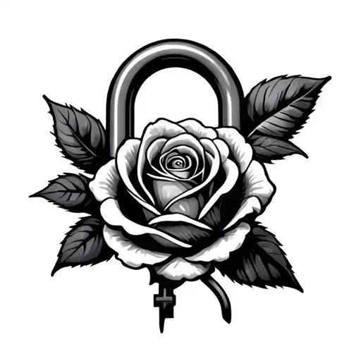 rose shaped lock key hole tattoo design idea