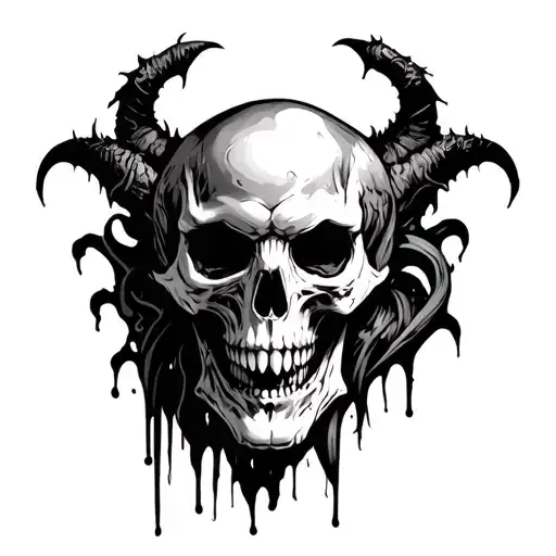 mens sleeve darkness evil death skull demon despair tattoo design idea