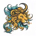 Leo lion, Virgo symbol, Taurus symbol, Virgo symbol tattoo design idea