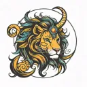 Leo lion, Virgo symbol, Taurus symbol, Virgo symbol tattoo design idea