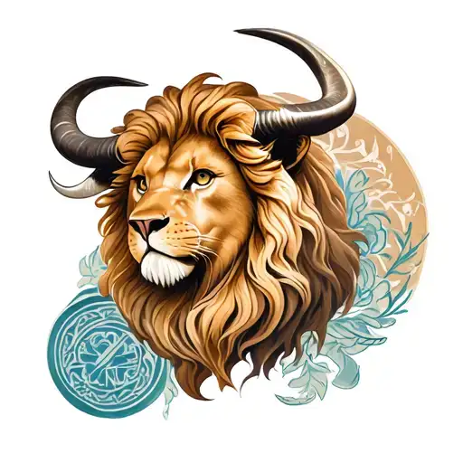 Leo lion, Virgo symbol, Taurus symbol, Virgo symbol tattoo design idea