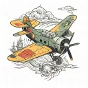 military plane and the name monchi next to it  tattoo design idea