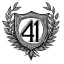 the number 41 with traditional leaves circling it like a crest  tattoo design idea