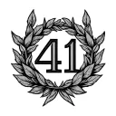 the number 41 with traditional leaves circling it like a crest  tattoo design idea
