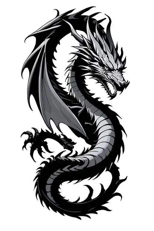 dragon flying tattoo design idea