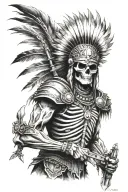 indian skeleton warrior facing me tattoo design idea