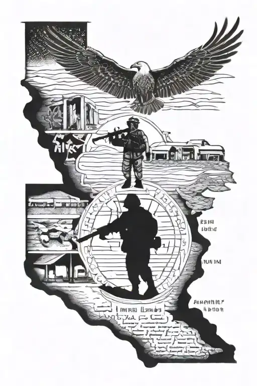 Combine elements of the Marine Core deployment: Iraq Hadith dam 2007-2008. Afghanistan Camp Leatherneck 2010-2011  tattoo design idea