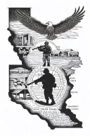 Combine elements of the Marine Core deployment: Iraq Hadith dam 2007-2008. Afghanistan Camp Leatherneck 2010-2011  tattoo design idea