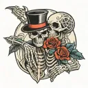 couple halloween skeleton hand holding tattoo design idea