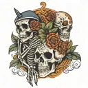 couple halloween skeleton hand holding tattoo design idea