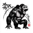 gorilla roaring in the jungle tattoo design idea