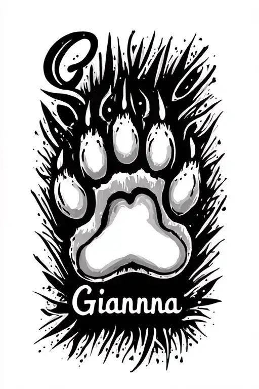 "Gianna" paw print with name tattoo tattoo design idea