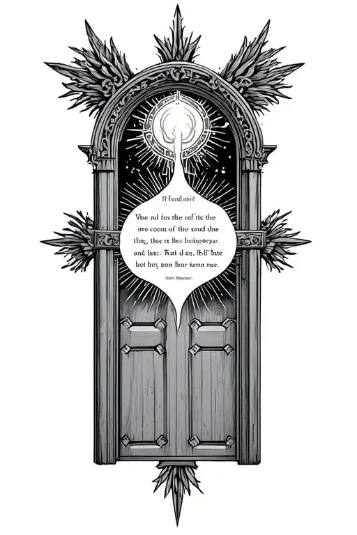 a door like border with text on the outside of the first oath of a radiant and the cosmere inside the border tattoo design idea