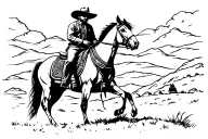 Pancho villa riding a horse in front of monte alban tattoo design idea