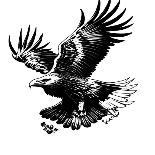 A tattoo design featuring an eagle soaring over a vast wilderness, symbolizing freedom and exploration tattoo design idea