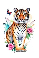 fairy,butterfly, roses, tiger standing tattoo design idea