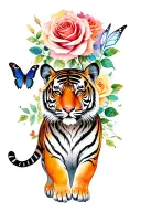 fairy,butterfly, roses, tiger standing tattoo design idea